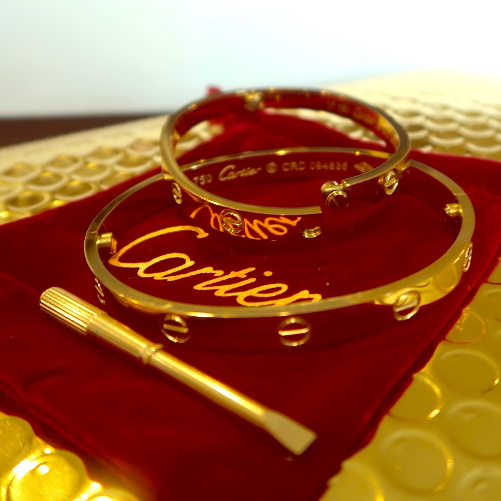 Love Bracelet Bangles Real 18k gp (17cm Small)